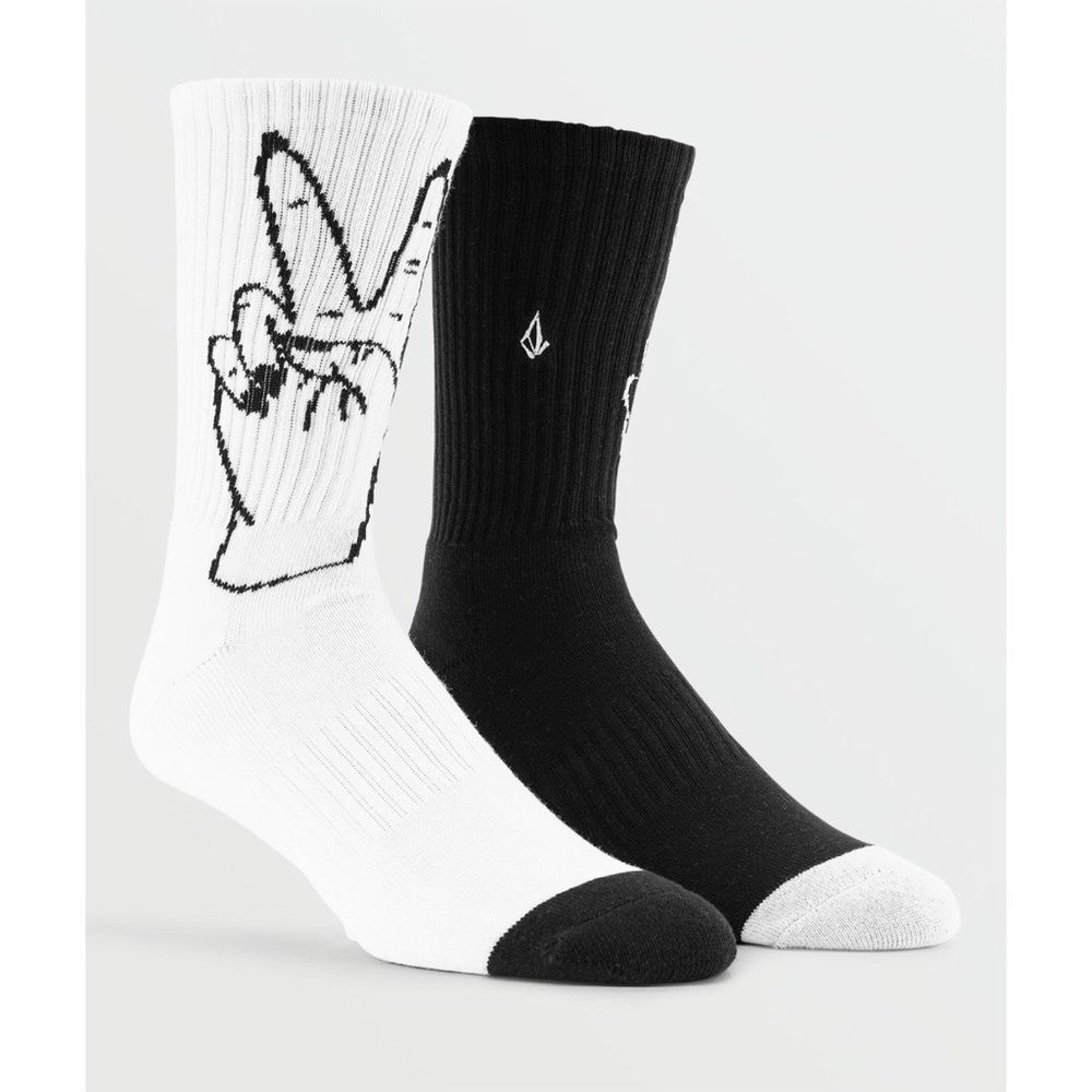 Volcom Stone Vibes White Black Socks NWT